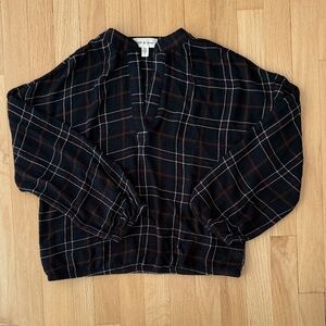 cloth & stone Plaid V-Neck Boxy Tunic